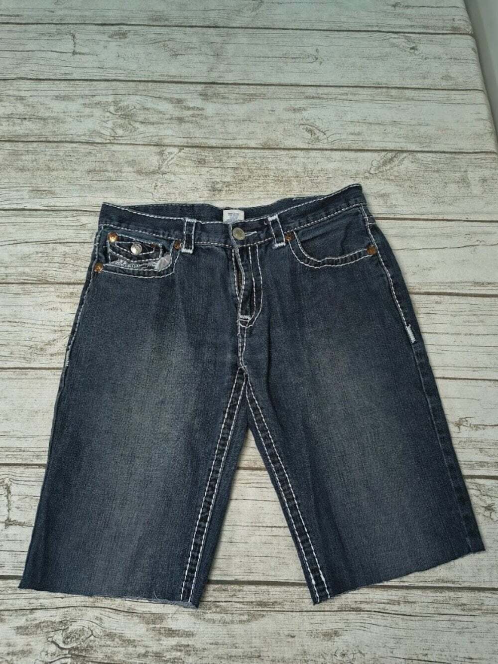 True Religion Joey Super T Dark Wash Denim Bermuda Shorts - ALTERED - Size 34